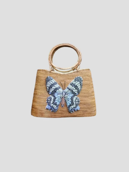 Blue and Black Butterfly Handbag