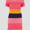Carolina Herrera Striped Mixed-Crochet Mini Dress