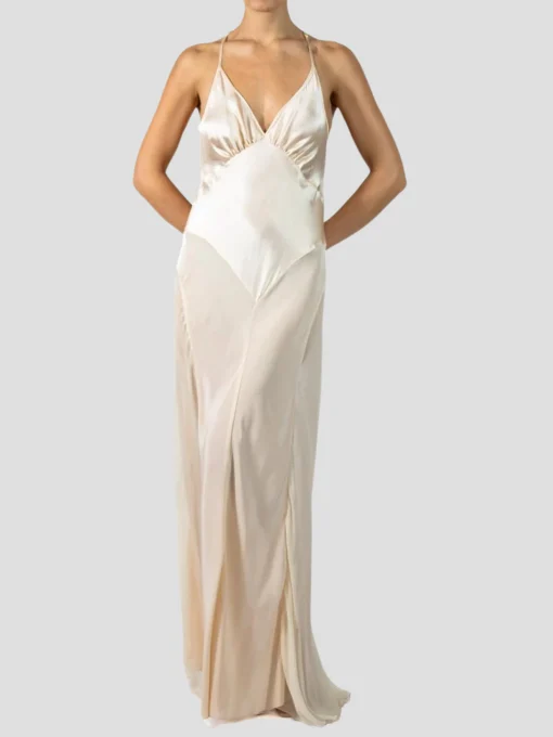 Champagne Silk Charmeuse Bias Cut Slip Gown