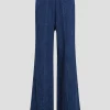 Cotton Denim Elasticized Wide Leg Pant in Indigo