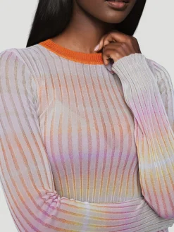 Crewneck Sweater in Orange with Contrast Collar