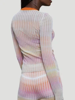 Crewneck Sweater in Orange with Contrast Collar