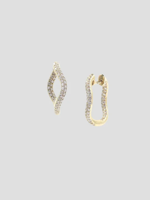 Double Diamond Pavé Wave Hoop