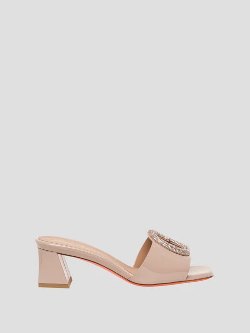 Embroidered Mules in Pink