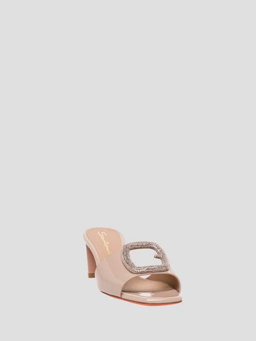 Embroidered Mules in Pink