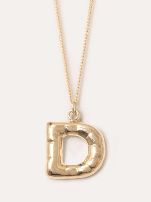 Gold Plated D Pendant with Chain