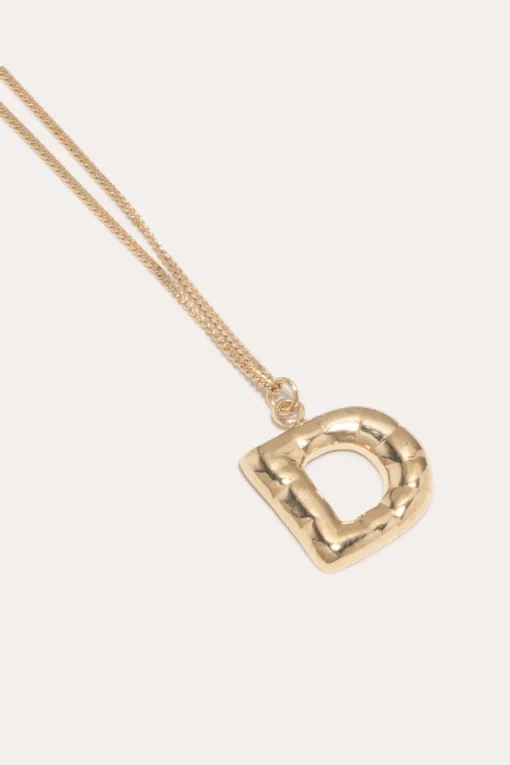 Gold Plated D Pendant with Chain