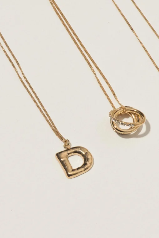 Gold Plated D Pendant with Chain