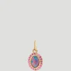 14k Yellow Gold with Australian Opal & Pink Sapphires Charm