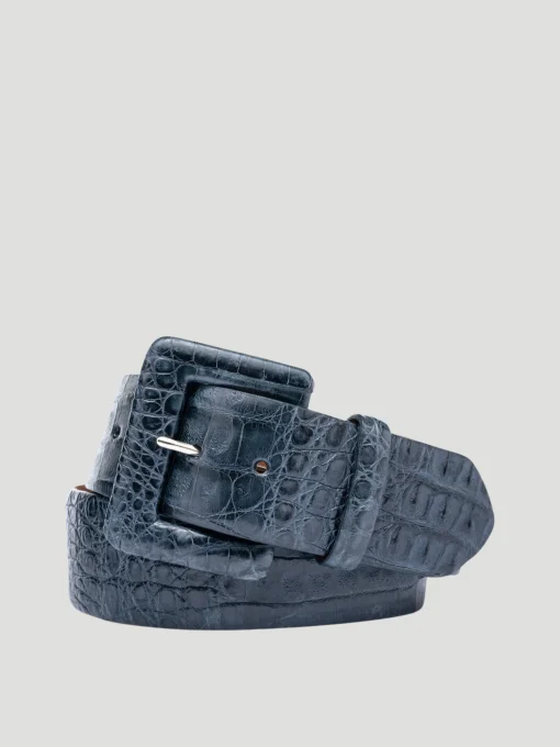 2" Matte Caiman Croc Belt in Navy