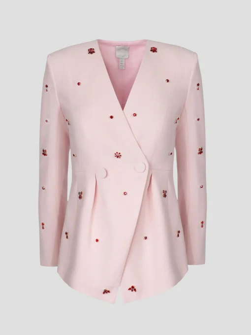 Milo Crystal-Embellishe Crepe Jacket in Pink