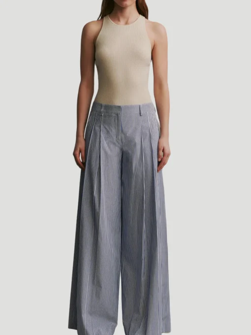 New Didi Wide-Leg Pant in White & Navy