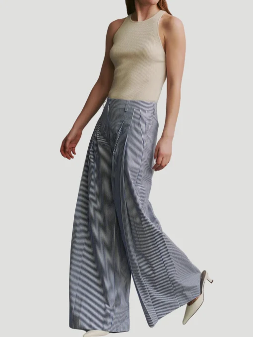 New Didi Wide-Leg Pant in White & Navy