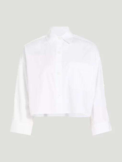 Next Ex Cotton Cropped Shirt in White