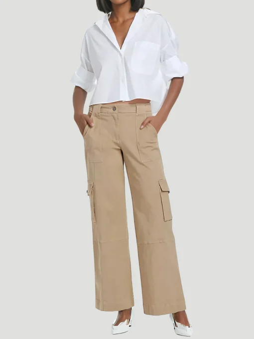 Next Ex Cotton Cropped Shirt in White