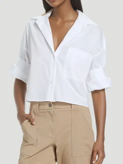Next Ex Cotton Cropped Shirt in White