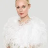Ostrich Feather Shoulder Shrug in Ivory