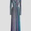 Partialized Knit Midi Dress with Sequins