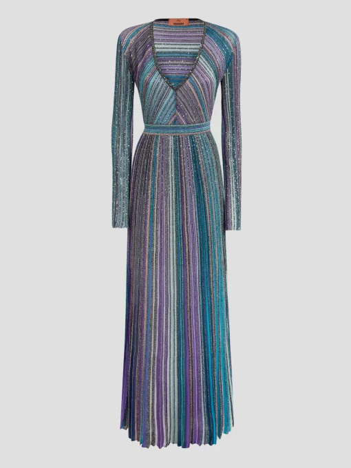 Partialized Knit Midi Dress with Sequins