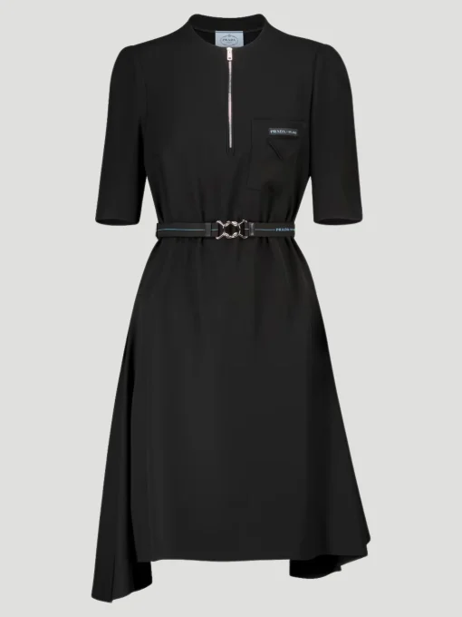 Prada Short Sleeve Dress with Zip Front and Belt