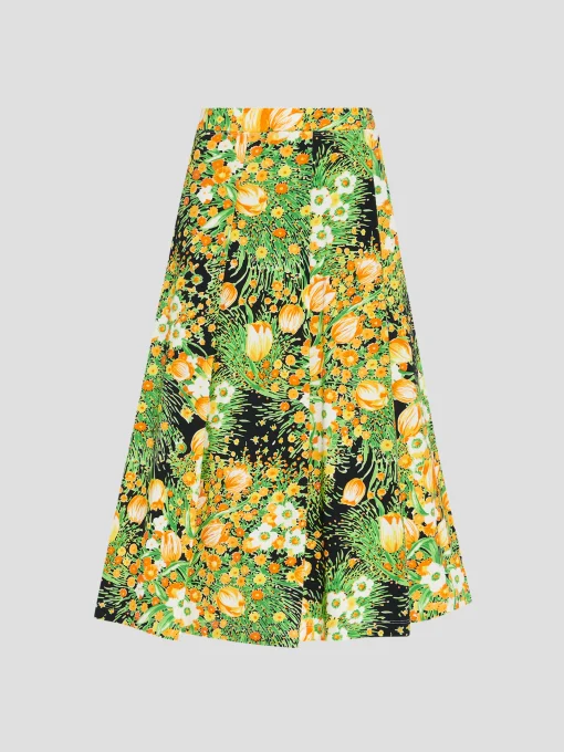 Pull on Pleated Midi Skirt