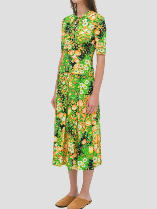 Pull on Pleated Midi Skirt