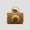 Raffia Tote with Sunflower and Gemstone Straps