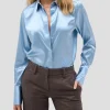 Regina Silk Shirt in Sky Blue