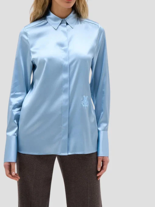 Regina Silk Shirt in Sky Blue