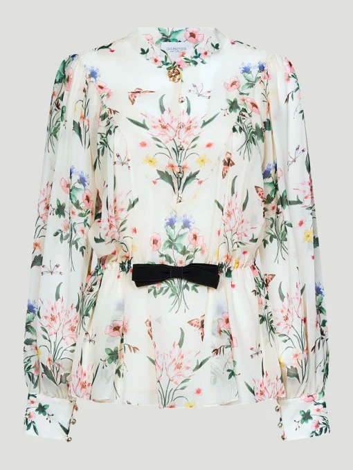 Sheer Blouse with Bow Detail