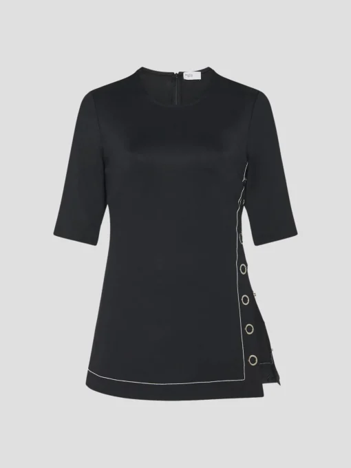 Short Sleeve Snap Top in Black