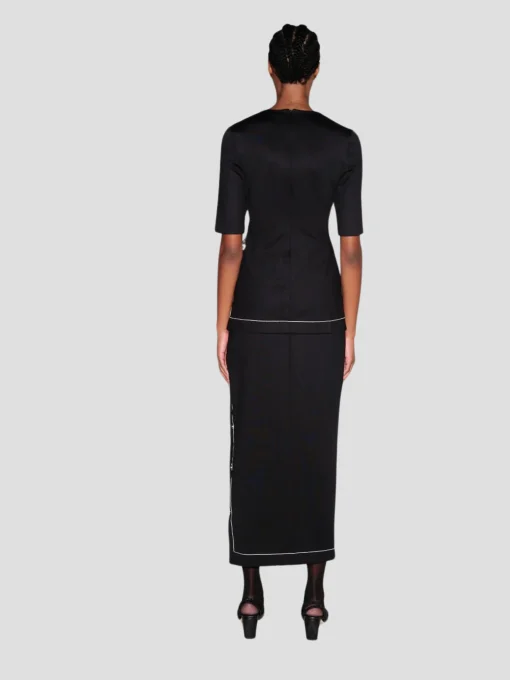 Short Sleeve Snap Top in Black