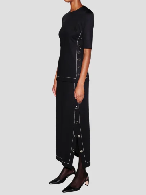 Short Sleeve Snap Top in Black