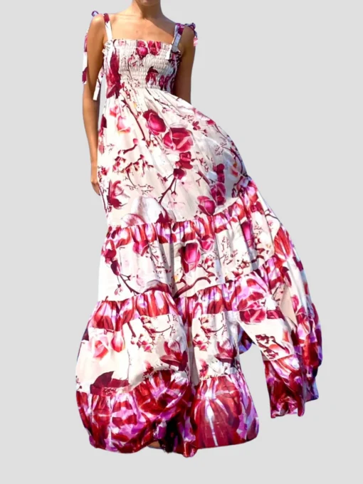 Sofia Dress in Red and White