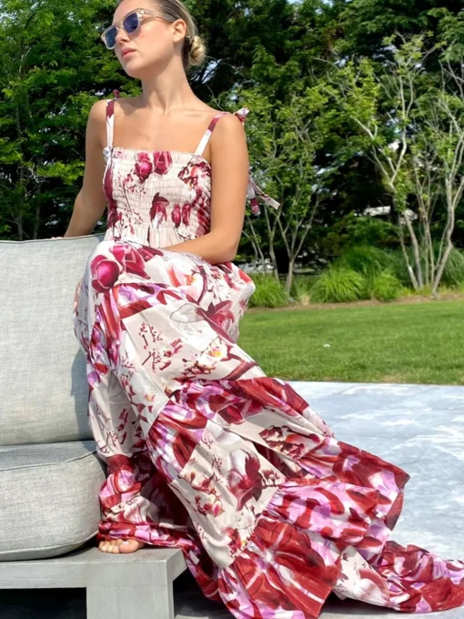 Sofia Dress in Red and White