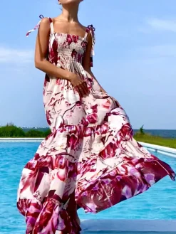 Sofia Dress in Red and White