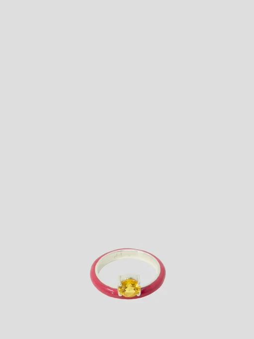 Sterling Silver Pink Unicorn Rainbow Gem Enamel Ring