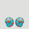 Turquoise & Coral Snail Earrings