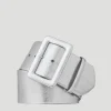 Wide Karung Belt with Covered Buckle in Silver