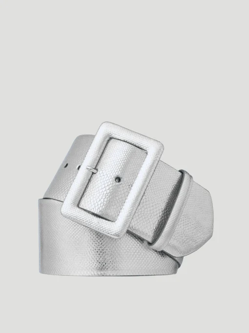 Wide Karung Belt with Covered Buckle in Silver