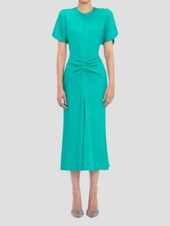 Gathered Waist Midi Dress in Peacock