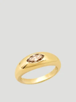 14K Yellow Gold Champagne Marquis Gypsy Ring