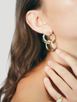 14k Yellow Gold Double ‘Oyster’ Earrings