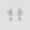 Raelynn Crystal Silver Plated Gem Cut Swarovski Cluster Stud Earrings